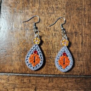 Teardrop Crystal Dangle Earrings in Orange and Yellow
